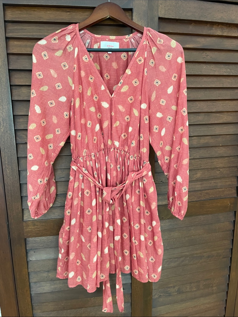 XiRENA burnt orange Mini Dress with Cream Motif